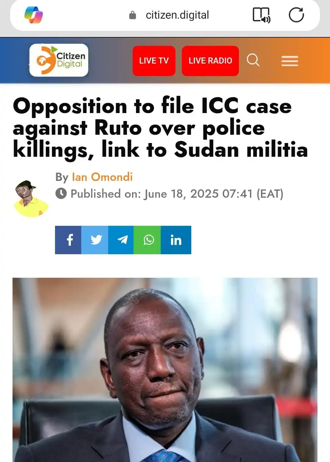 Image from KENYA ON WATCH 🇰🇪: *RutoMustGo To ICC‼️* The United Opposition has accused President Wi...