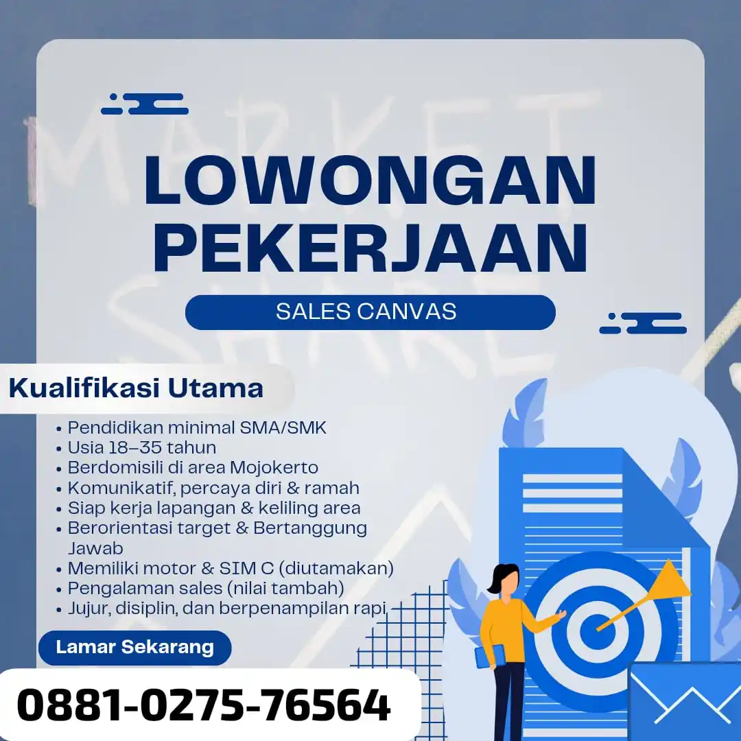 Image from Loker Surabaya Dan Sekitarnya: sales canvas mojokerto...