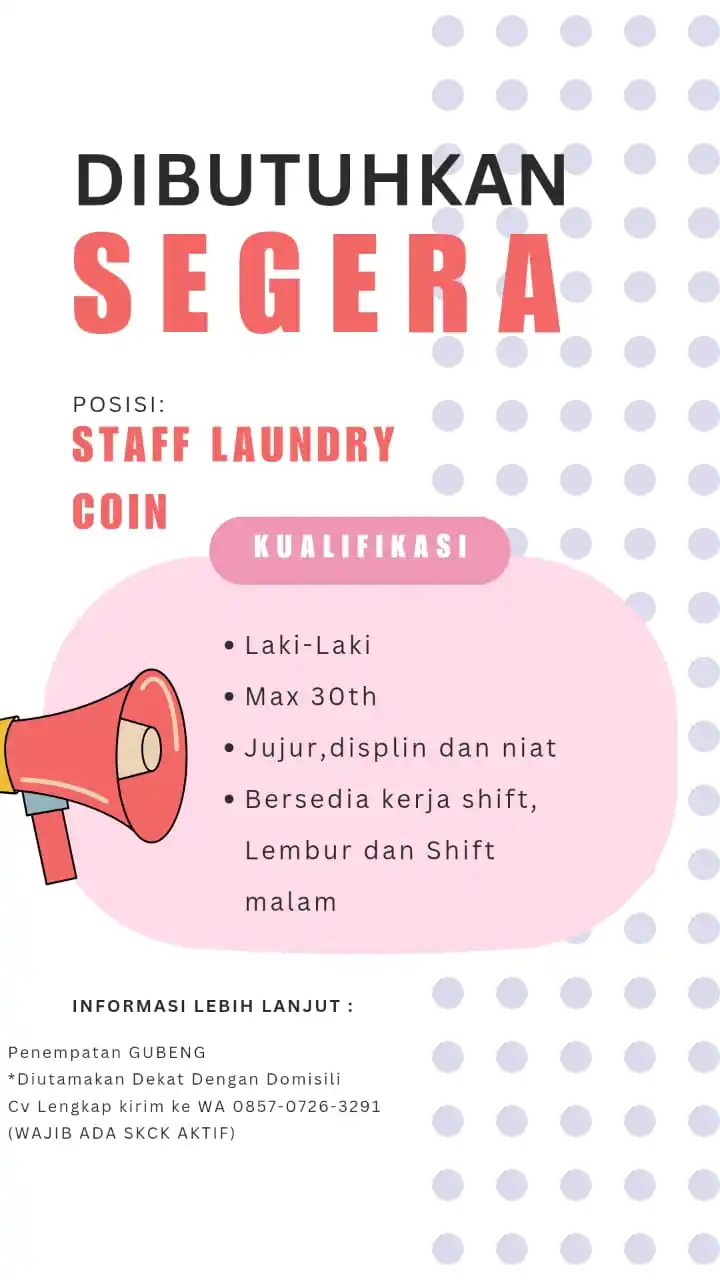 Image from Loker Surabaya Dan Sekitarnya: staff laundry coin gubeng sby...