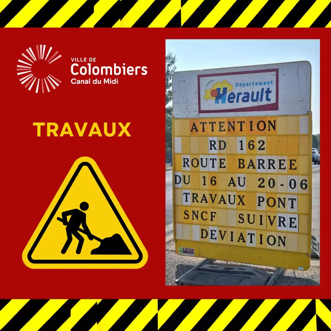 Image from Ville de Colombiers: 🚧 Travaux - Pont SNCF 🚧 A la demande du Conseil Départemental, le p...