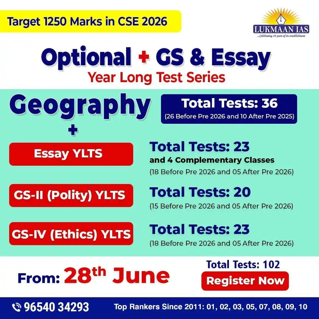 Image from Lukmaan IAS: 📍 UPSC CSE 2026 Aspirants – Your 1250+ Marks Strategy Starts Here! J...