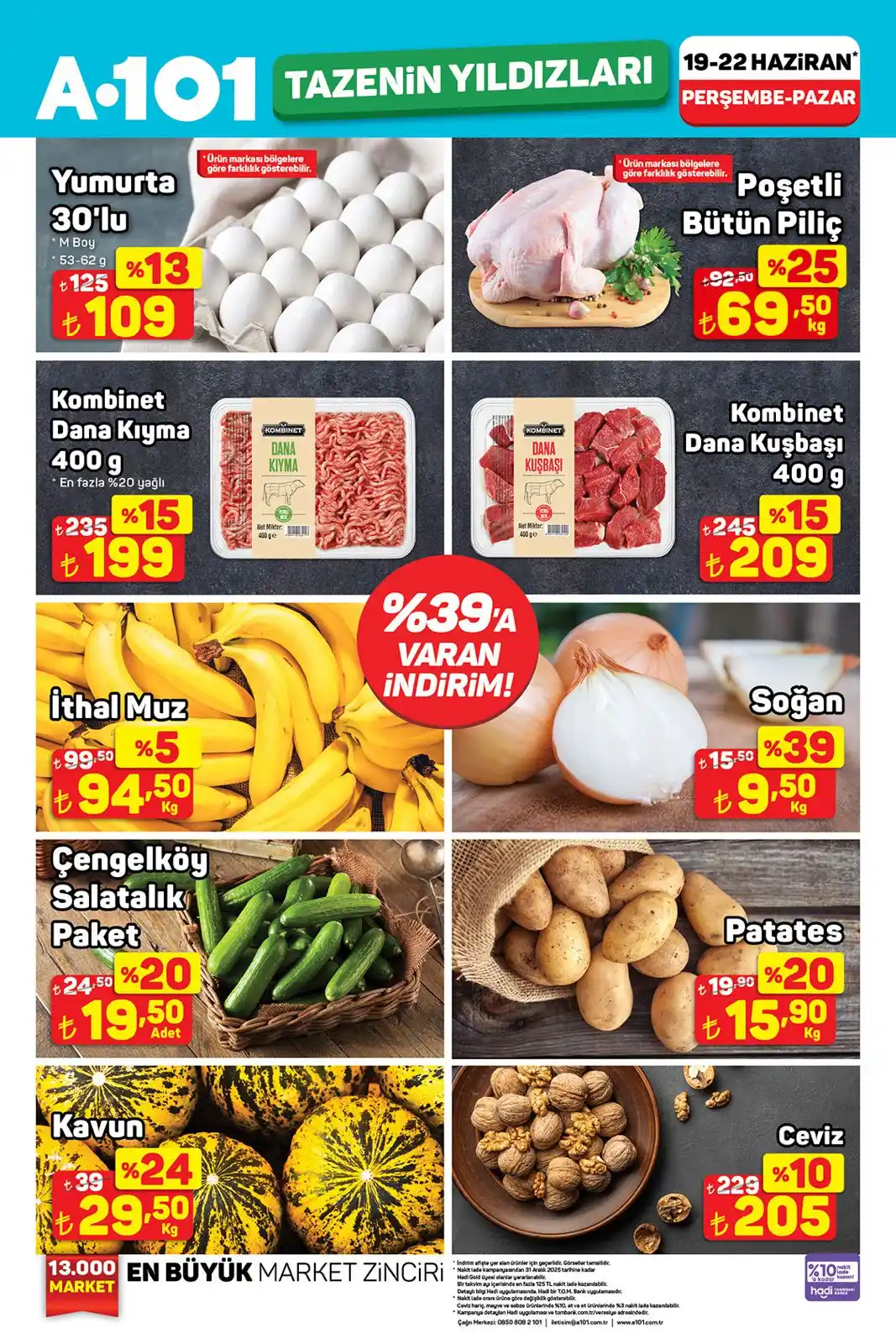 Image from A101iletişim: 19 - 22 Haziran tarihleri arasında ucuzun da ucuzu meyve sebzeler A101...