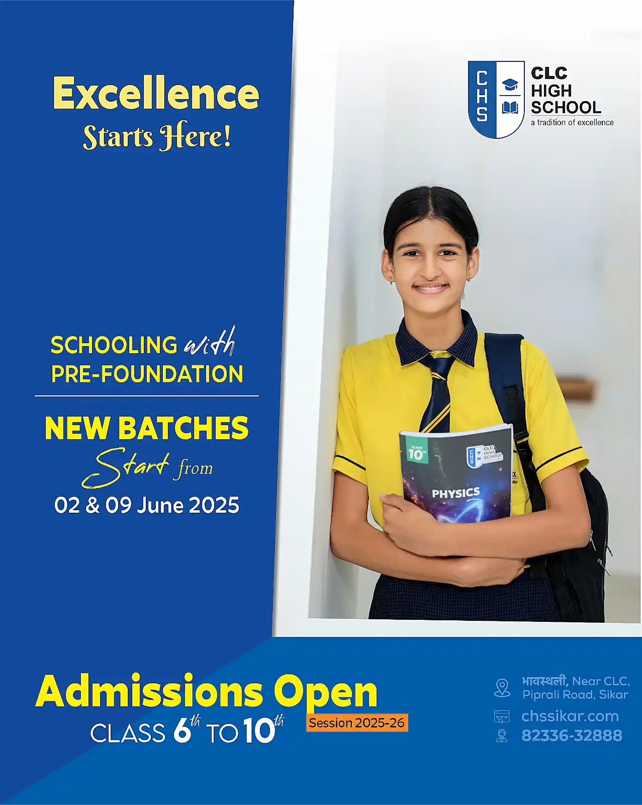 Image from CLC Sikar: 🎯 Admissions Open at CHS SIKAR (2025-26) 🔹 CLC’s Pre-Foundation Scho...