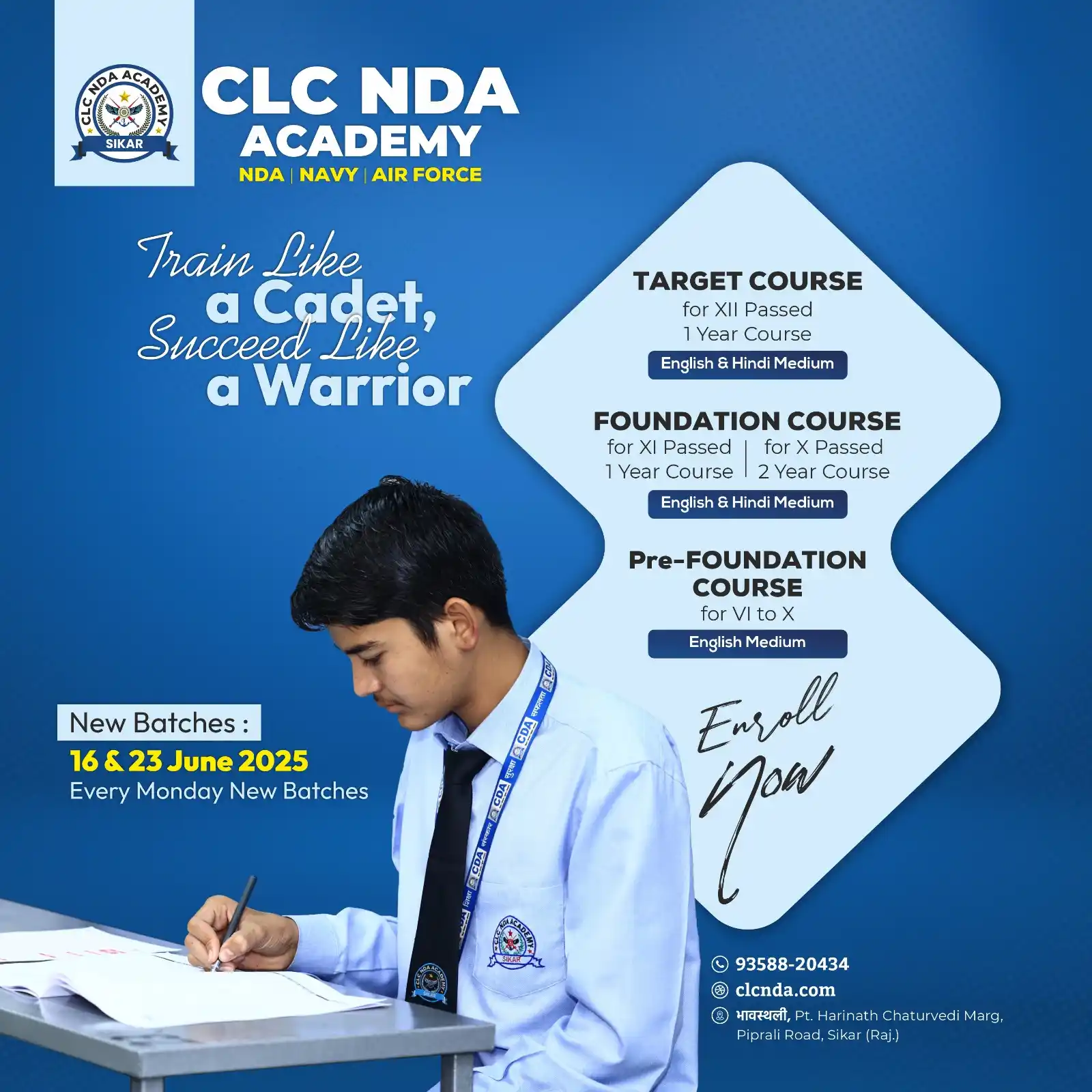 Image from CLC Sikar: 🎯 Admissions Open | Session 2025-26 | CLC NDA Academy 🇮🇳 Where Drea...