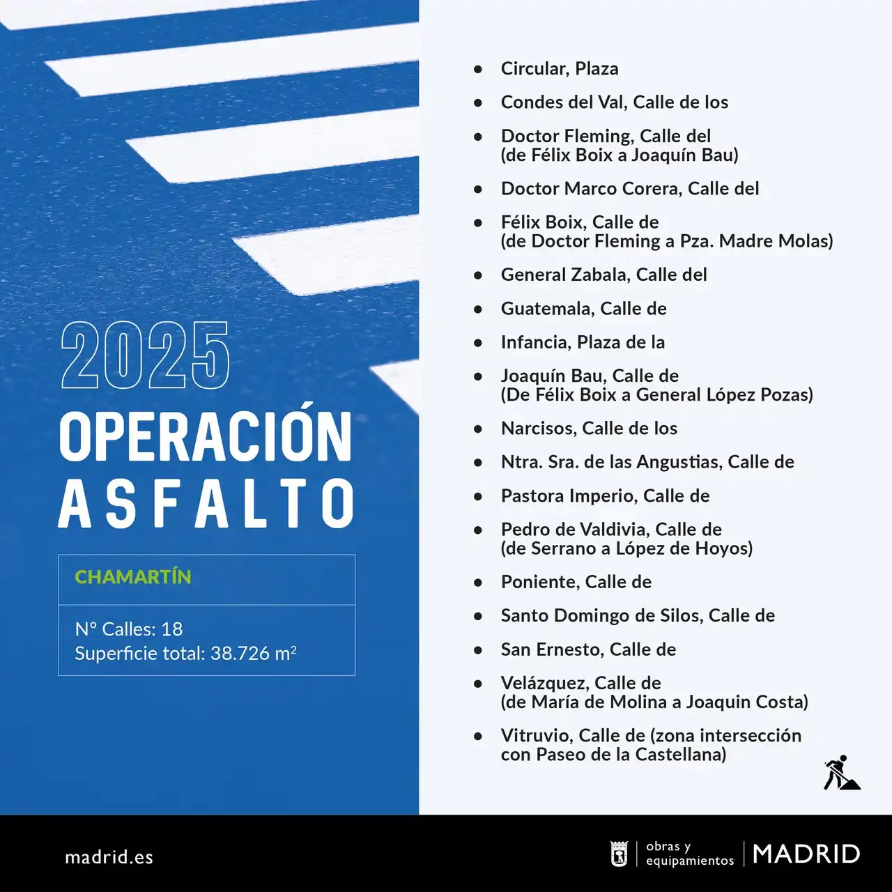 Image from CanalChamartín: 🚧 Arranca la Operación Asfalto 2025, que renovará el pavimento de 256...