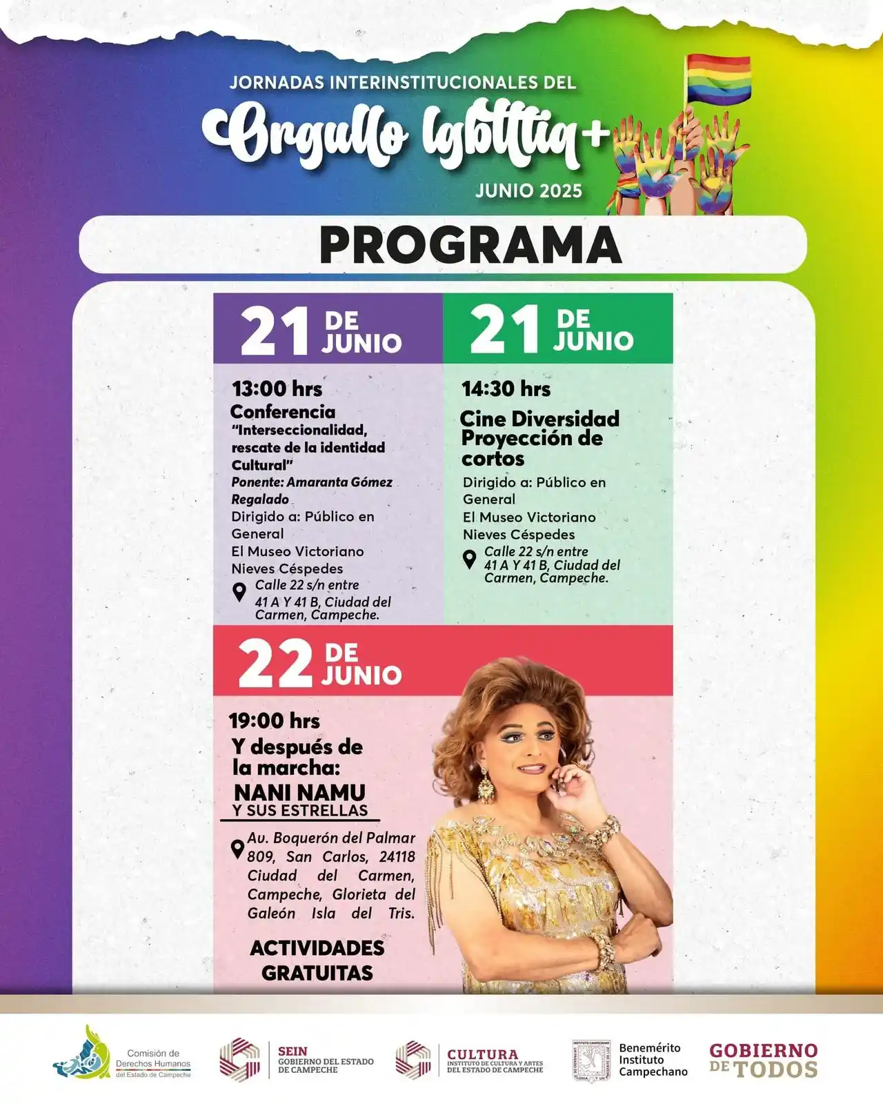 Image from Cartelera Cultural del Instituto de Cultura y Artes de Campeche: 🏳️🌈 ¡Cartelera oficial de las Jornadas Interinstitucionales del Org...