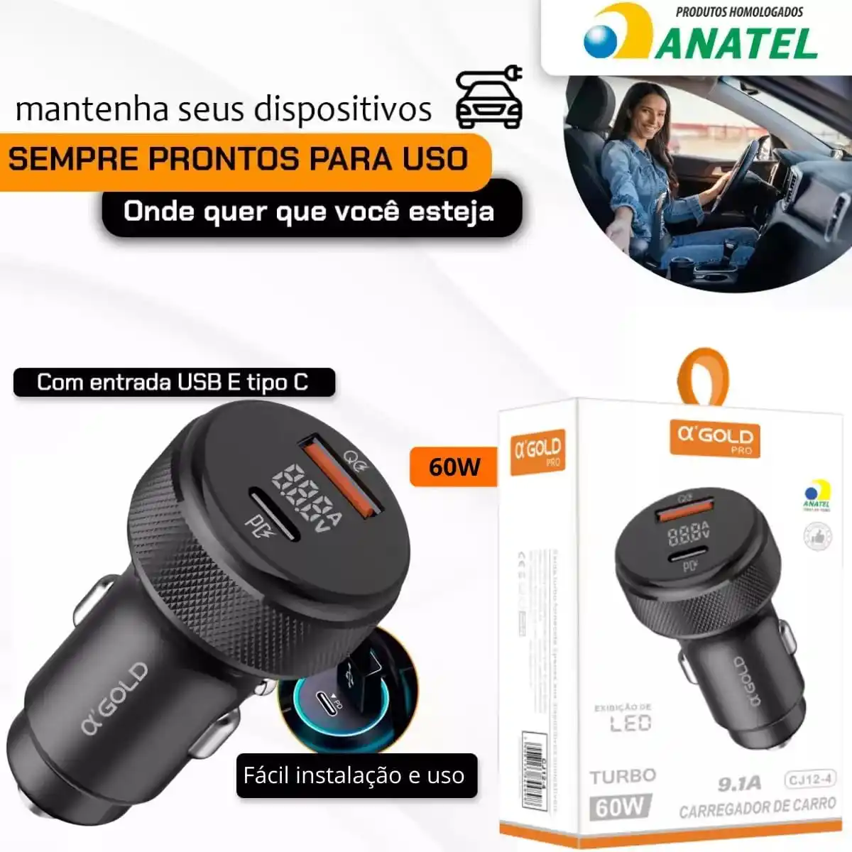 Image from Promoções e Descontos 💰: 🚨CHEGA DE FICAR SEM BATERIA NO TRÂNSITO🚨 📢Carregador Veicular Turbo...