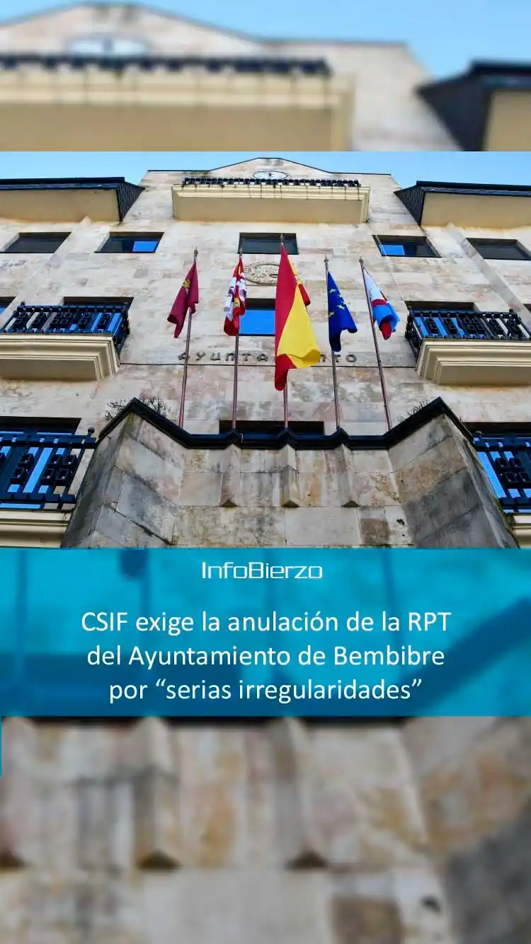 Image from InfoBierzo: CSIF exige la anulación de la RPT del Ayuntamiento de Bembibre por “se...
