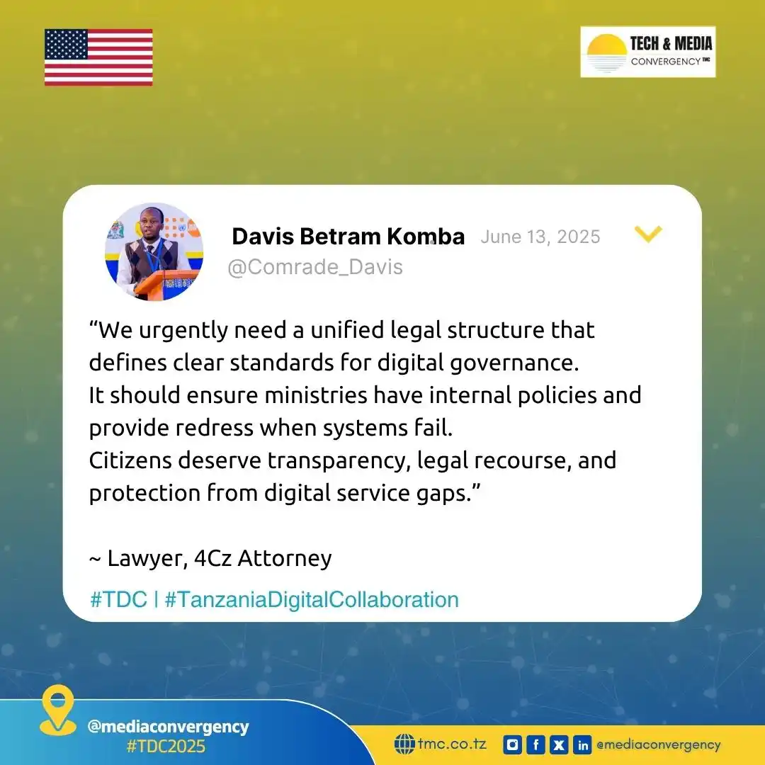 Image from Tech & Media Convergency (TMC): Davis Betram Komba, a Lawyer at 4Cz Attorney, calls for stronger digit...