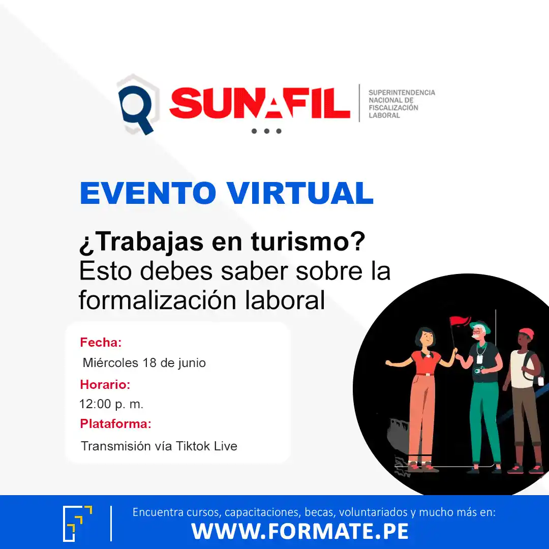 Image from Convocatorias Administración: Empleos - Prácticas - Capacitaciones: 📢 Evento virtual "¿Trabajas en turismo? Esto debes saber sobre la for...