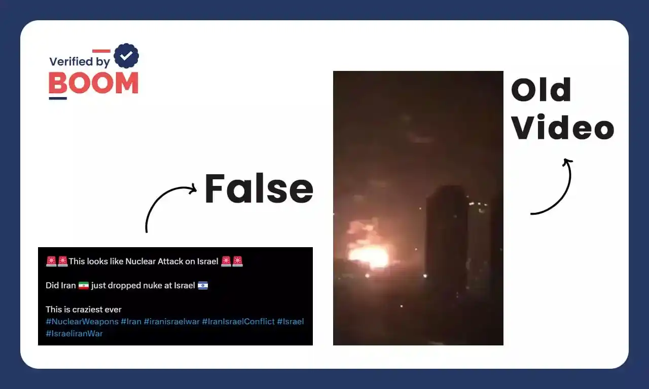 Image from BOOM Fact-Check: 🛑 FACT CHECK ALERT 🛑 🚫🔊 Video shows a nuclear attack by Iran on I...