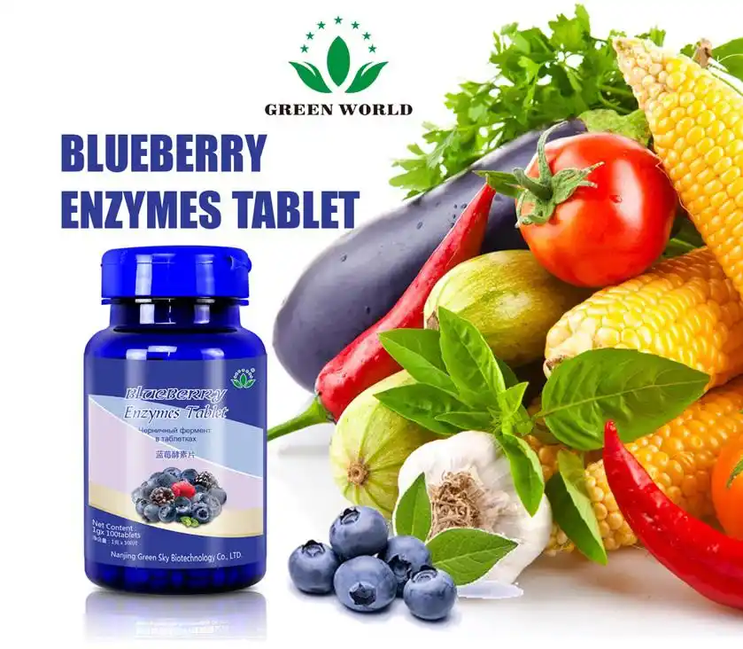 Image from Green World Online Store : *Green World Blueberry Enzyme Tablet*, main ingredients : Blueberry Po...
