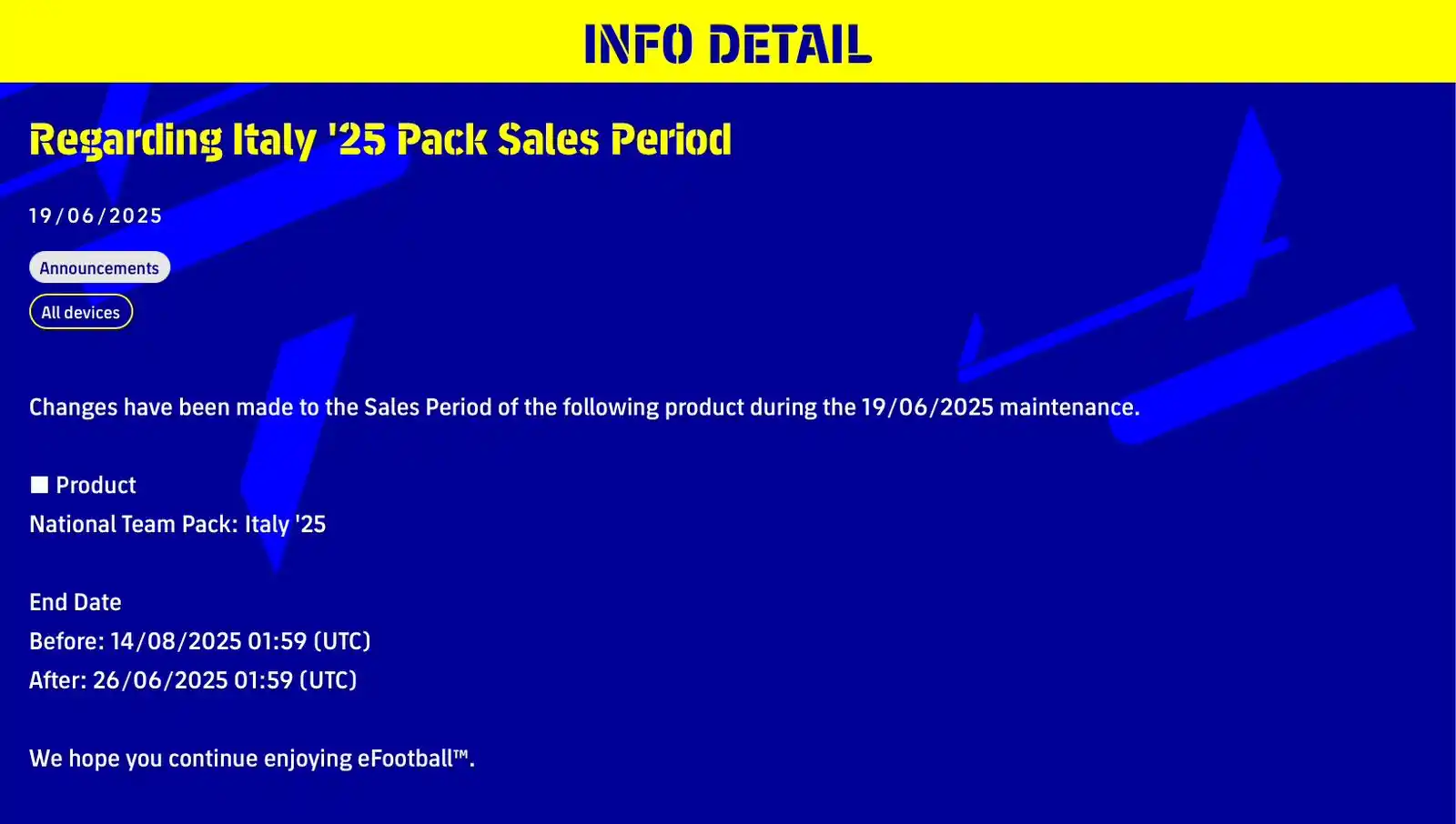Image from MAD - eFootball Updates: *🆕 ITALY ‘25 SALES PERIOD* ❗️Changes have been made to the Sales Per...