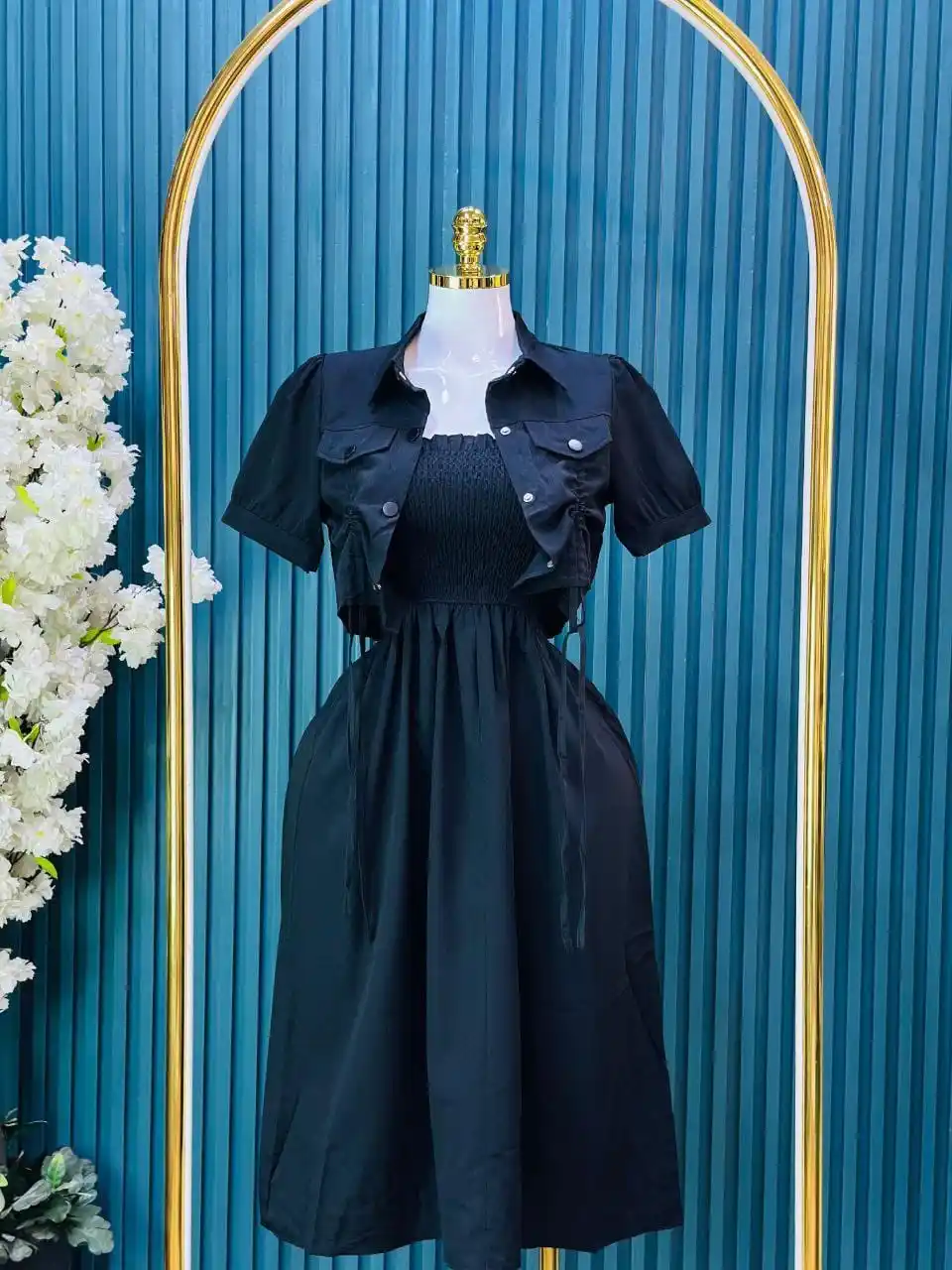 Image from متجر و ازياء دلــع بــنـات🎀 ملابس فساتين: كنزة + فستان طول 90 خامة ايروبين صيفي وزن 45 إلى 80 <a class="text-b...