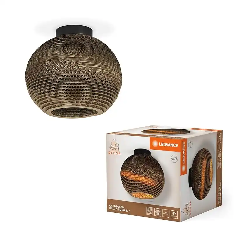 Image from 🔥MEGASCONTI AMAZON🔴 Risparmia con Offerte, Coupon e Sconti: 👀 LEDVANCE Decor Cardboard Ball marrone in cartone ondulato, leggera,...