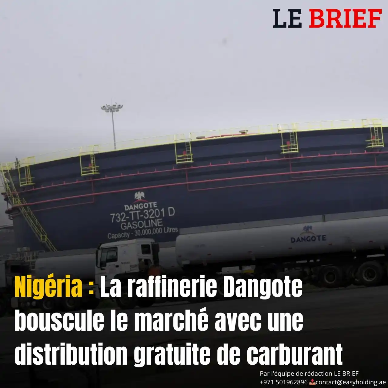 Image from LE BRIEF: 🟥 𝐍𝐢𝐠𝐞́𝐫𝐢𝐚 : 𝐋𝐚 𝐫𝐚𝐟𝐟𝐢𝐧𝐞𝐫𝐢𝐞 𝐃𝐚𝐧𝐠𝐨𝐭𝐞 𝐛𝐨𝐮𝐬...