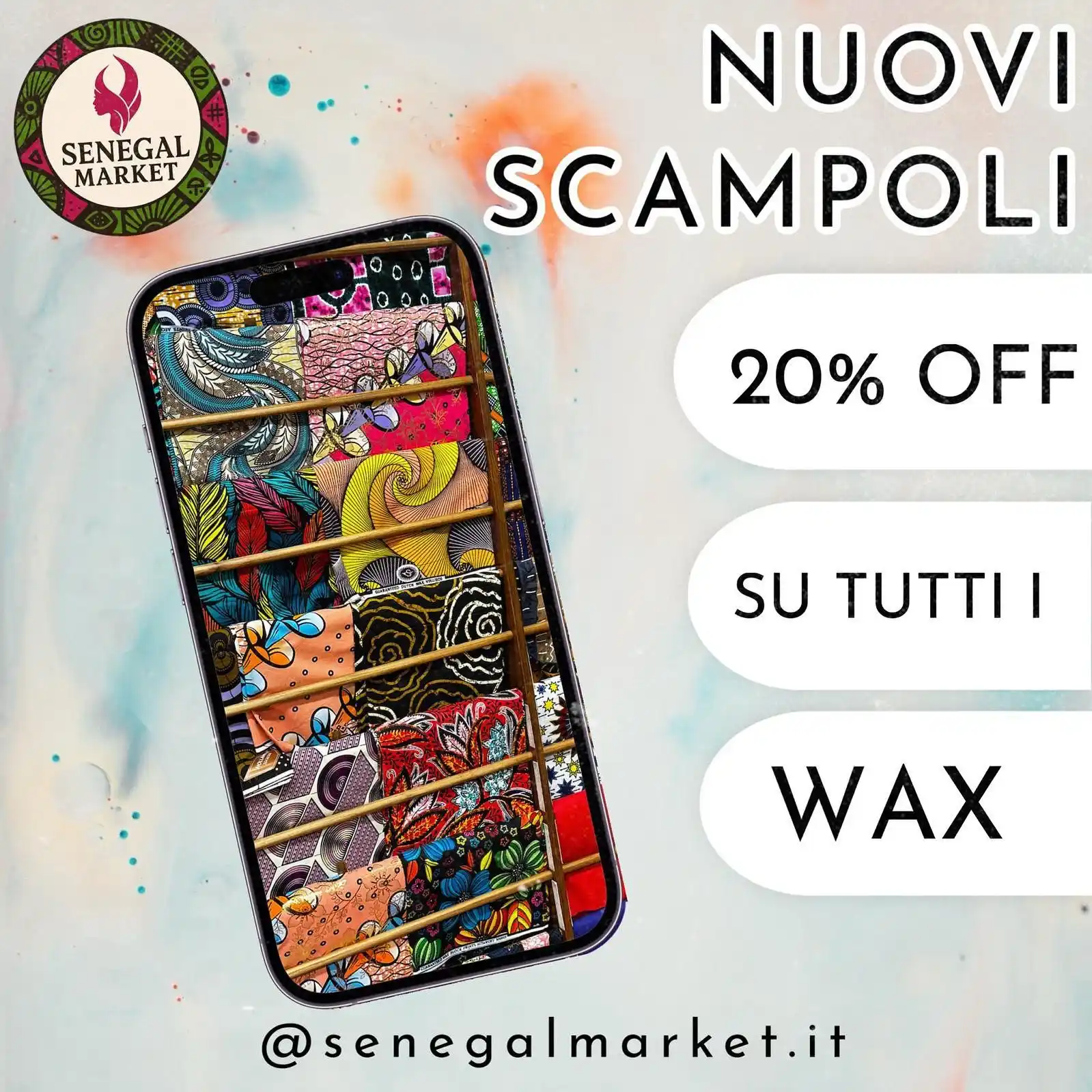 Image from Senegal Market : 🆕 NUOVI SCAMPOLI WAX a soli 5€/yard! 🧵 Solo su www.senegalmrket.it �...