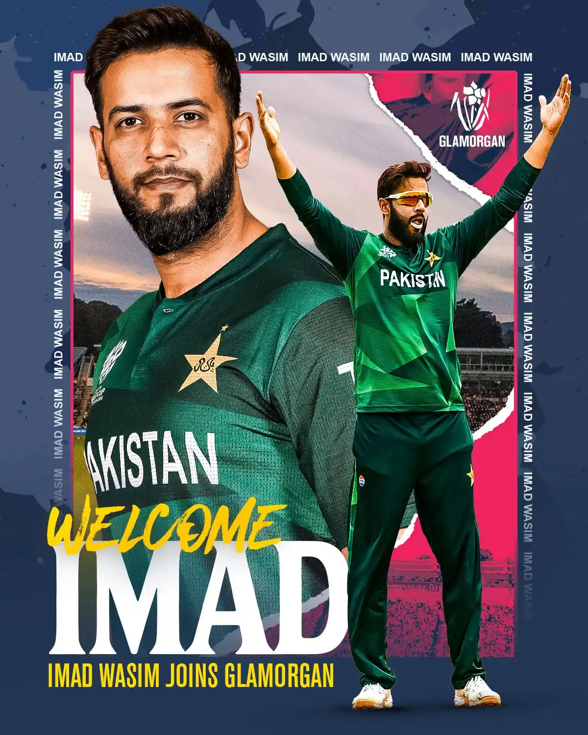 Image from Glamorgan Cricket: OFFICIAL: We're delighted to announce Imad Wasim as our overseas playe...