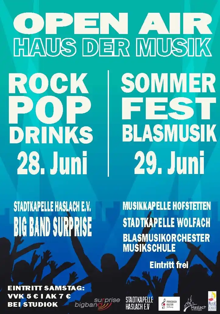 Image from Stadt Haslach: *OPEN AIR - HAUS DER MUSIK* Am Wochenende des 28. und 29. Juni finden...