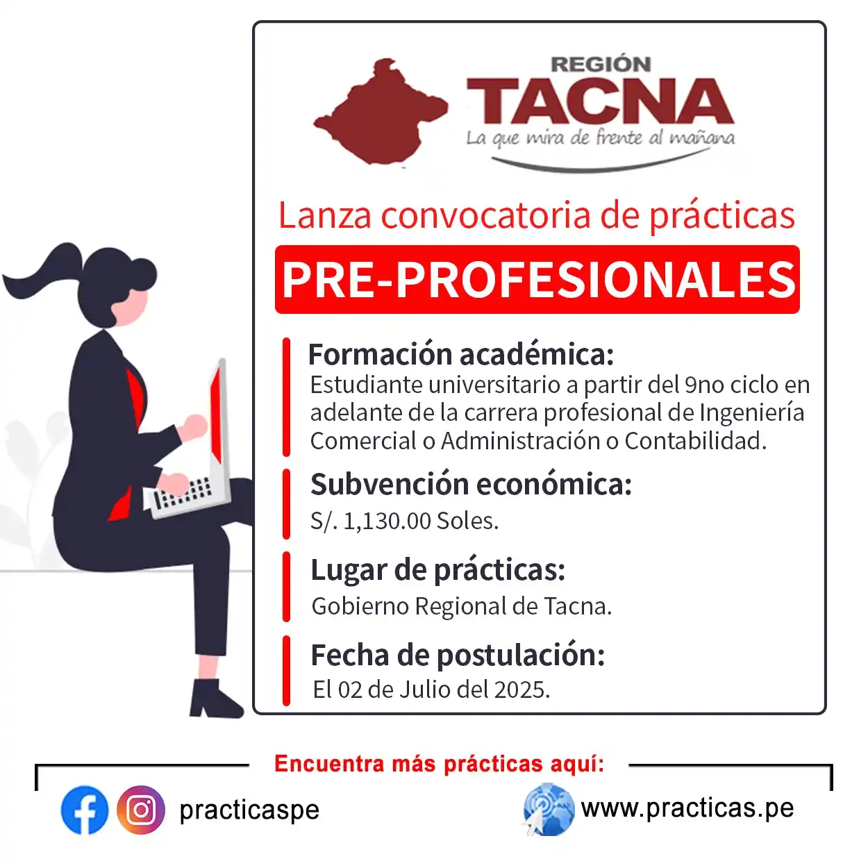 Image from Convocatorias Administración: Empleos - Prácticas - Capacitaciones: 🎯 Prácticas en GOBIERNO REGIONAL TACNA - Tacna Más información 👉 h...