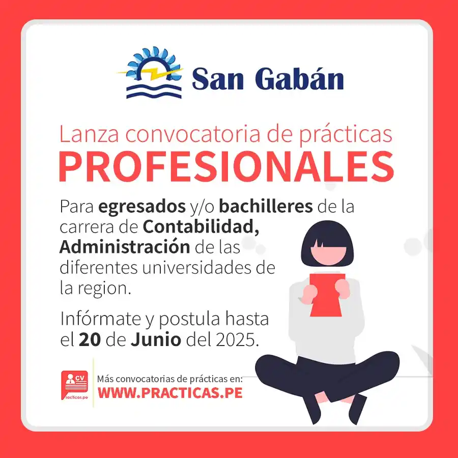 Image from Convocatorias Administración: Empleos - Prácticas - Capacitaciones: 🎯 Prácticas en SAN GABAN S.A. - Puno Más información 👉 https://www...