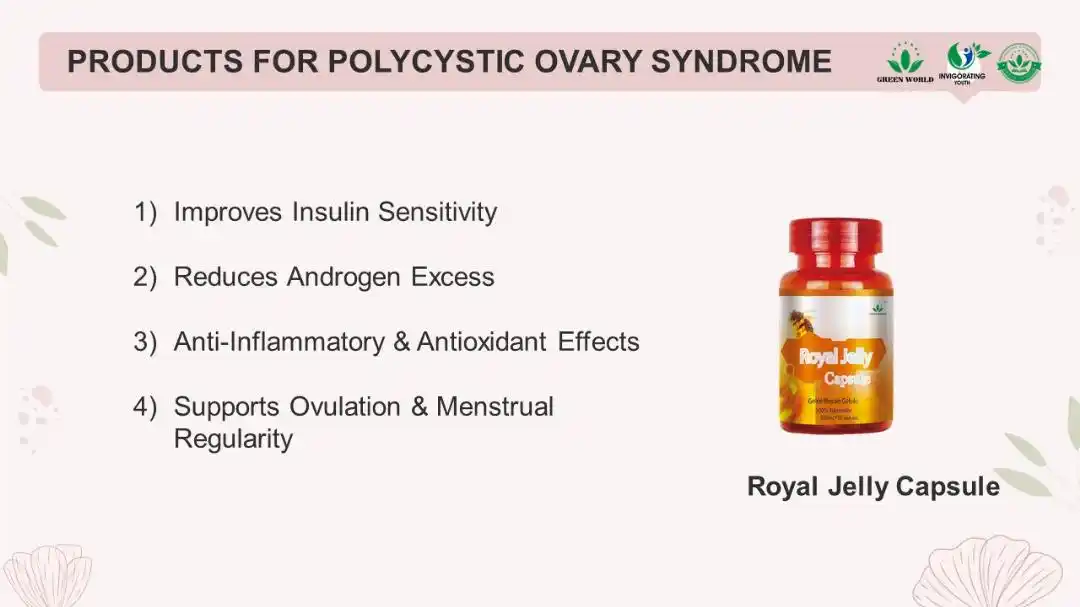 Image from Green World Online Store : PRODUCTS FOR POLYCYSTIC OVARY SYNDROME *Green World Royal Jelly Caps...