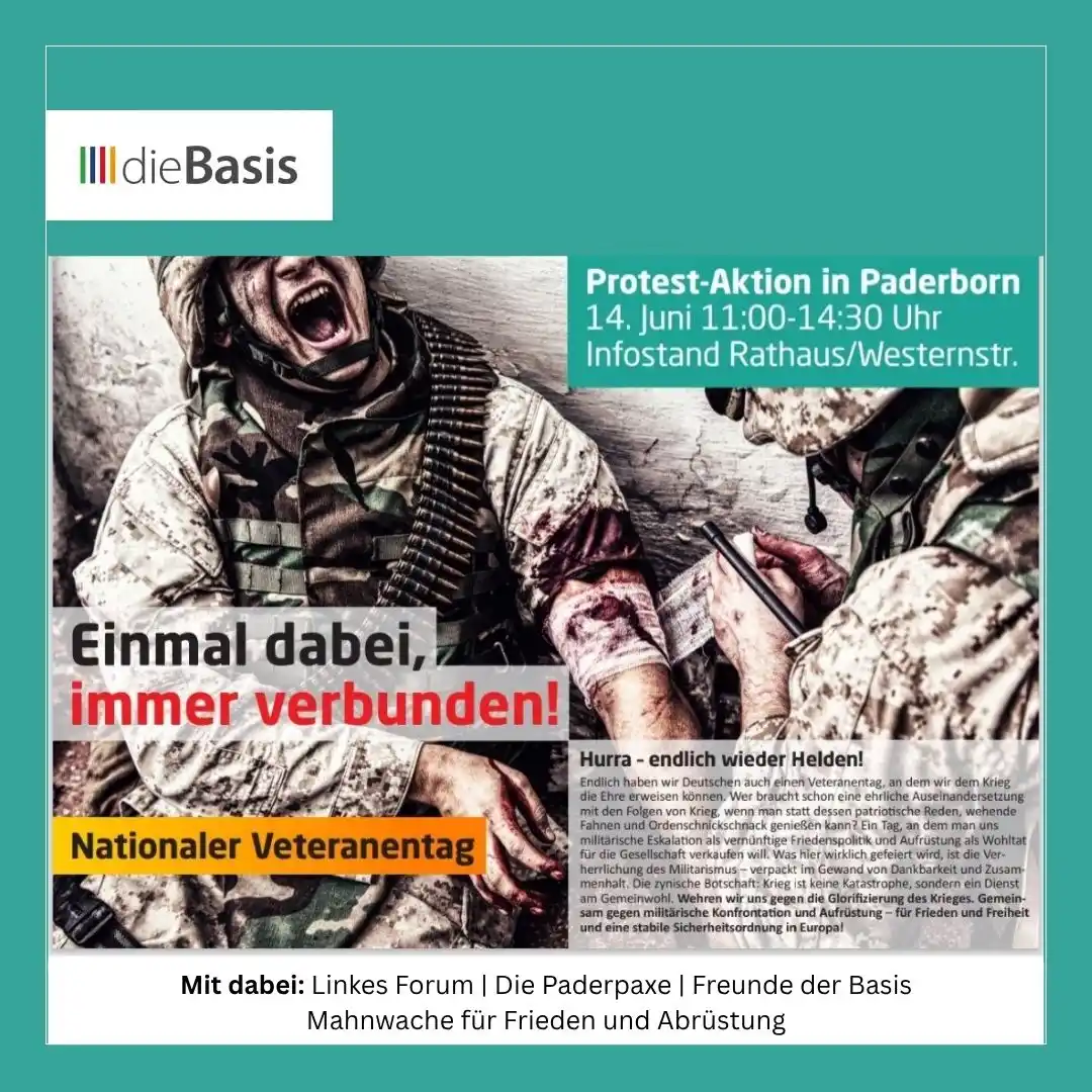 Image from dieBasis NRW: 🕊 *Protest-Aktion in Paderborn: Gegen Kriegsverherrlichung und Milit...