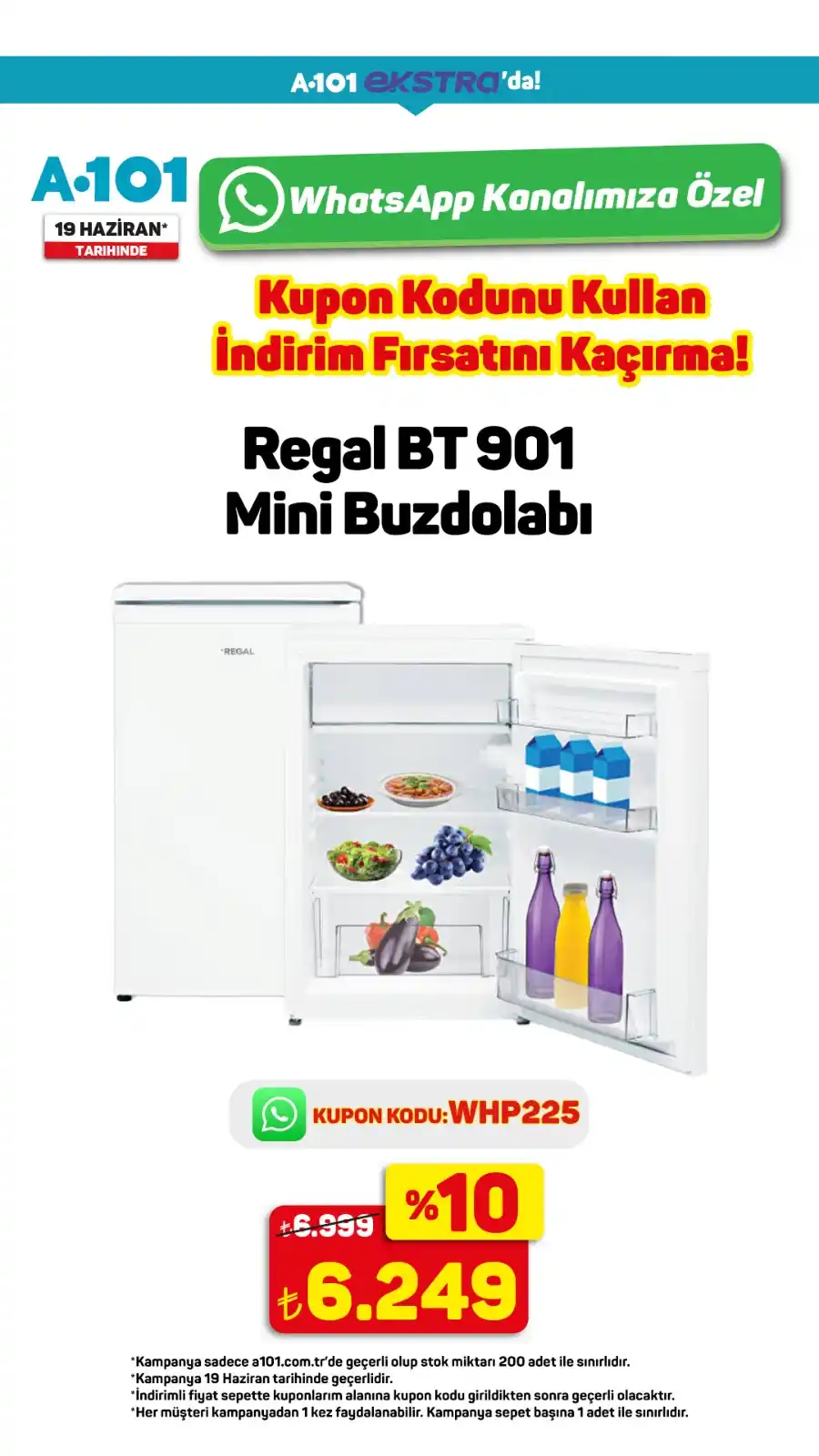 Image from A101iletişim: Regal BT 901 Mini Buzdolabı için kupon kodu burada!😍 A101 Whatsapp ka...