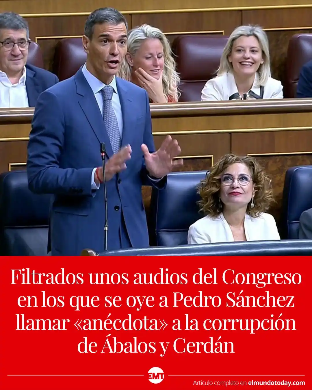Image from El Mundo Today: Sánchez aparece, en la intimidad del Hemiciclo, como un individuo arro...