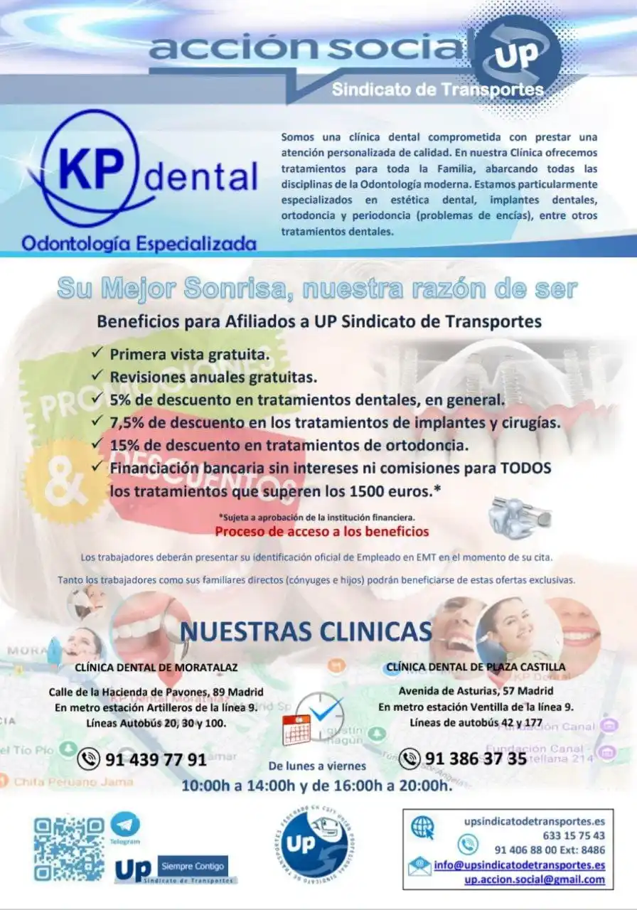 Image from UP Sindicato de Transportes: 🔵 🆙 Sindicato de Transportes 🌀 UP ACCIÓN SOCIAL 🔷 KP DENTAL O...