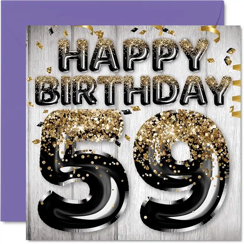 Image from 🔥MEGASCONTI AMAZON🔴 Risparmia con Offerte, Coupon e Sconti: 👀 Stuff4 Biglietto di auguri per 59° compleanno da uomo – Palloncini ...