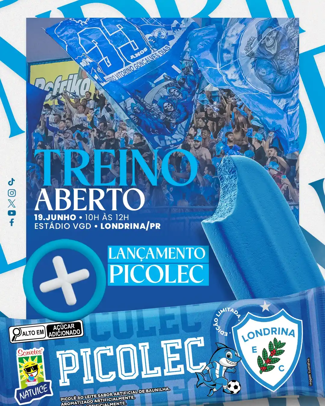 Image from Londrina EC | Oficial: 🦈🩵 TREINO ABERTO DO TUBA + LANÇAMENTO OFICIAL DO PICOLEC! Nesta quin...