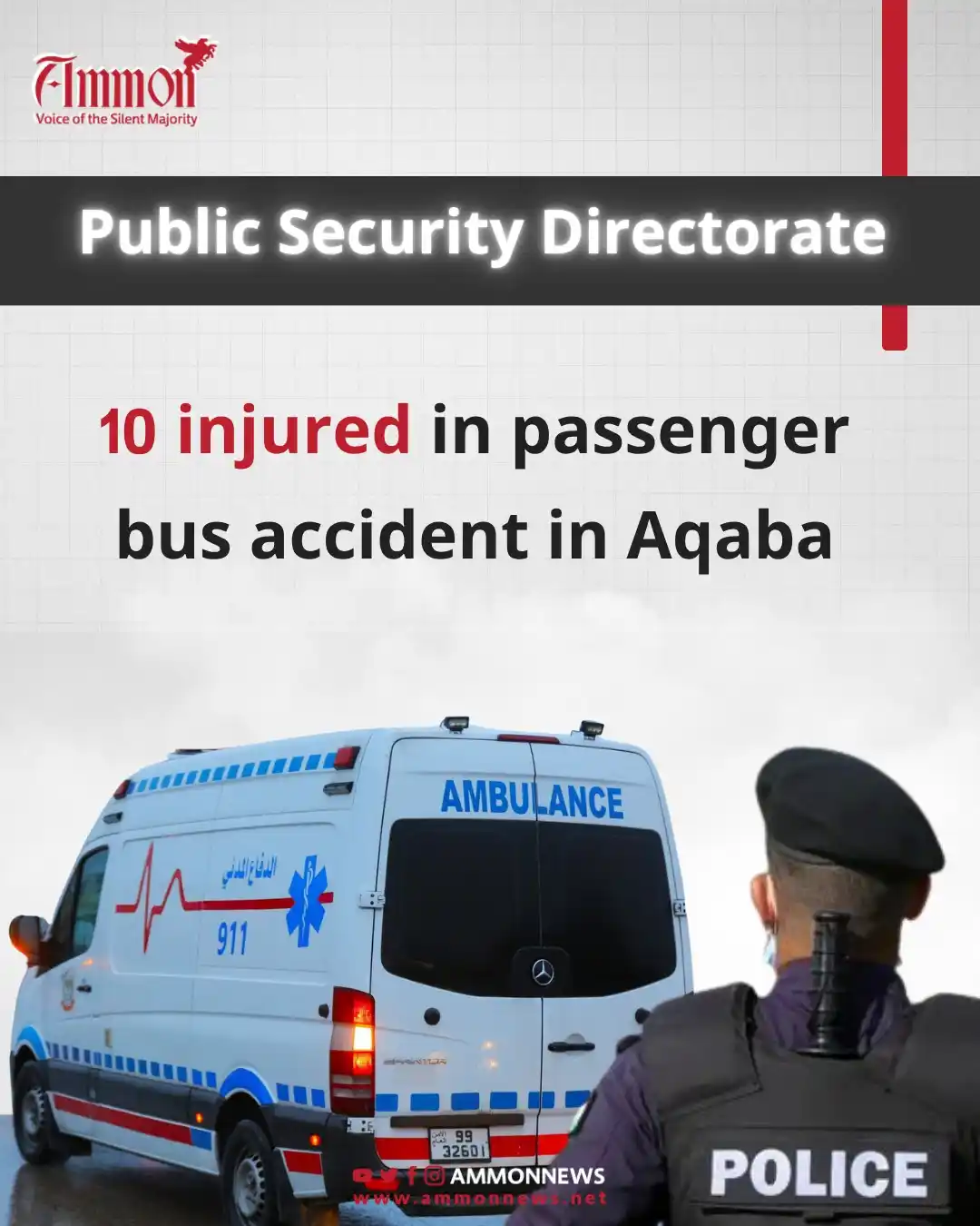Image from Ammon News English : 10 injured in a passenger bus accident in Aqaba https://en.ammonnews.n...