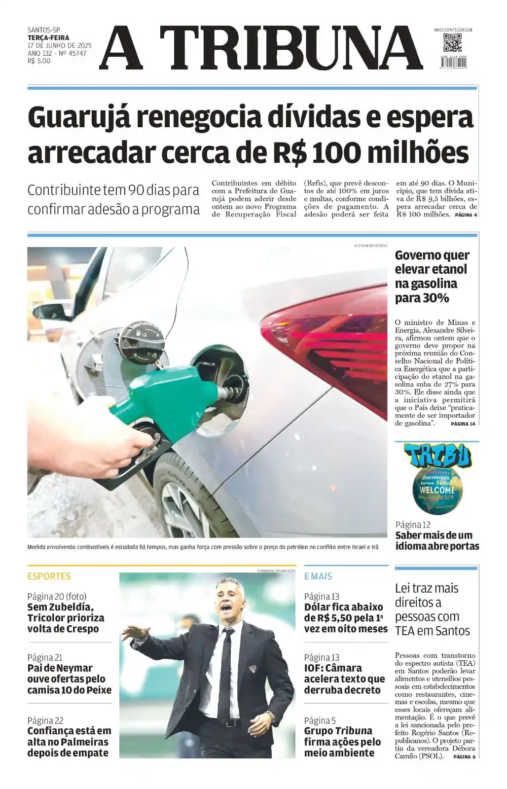 Image from A Tribuna: Bom dia! 😃 - 💰 Guarujá renegocia dívidas e espera arrecadar cerca de...