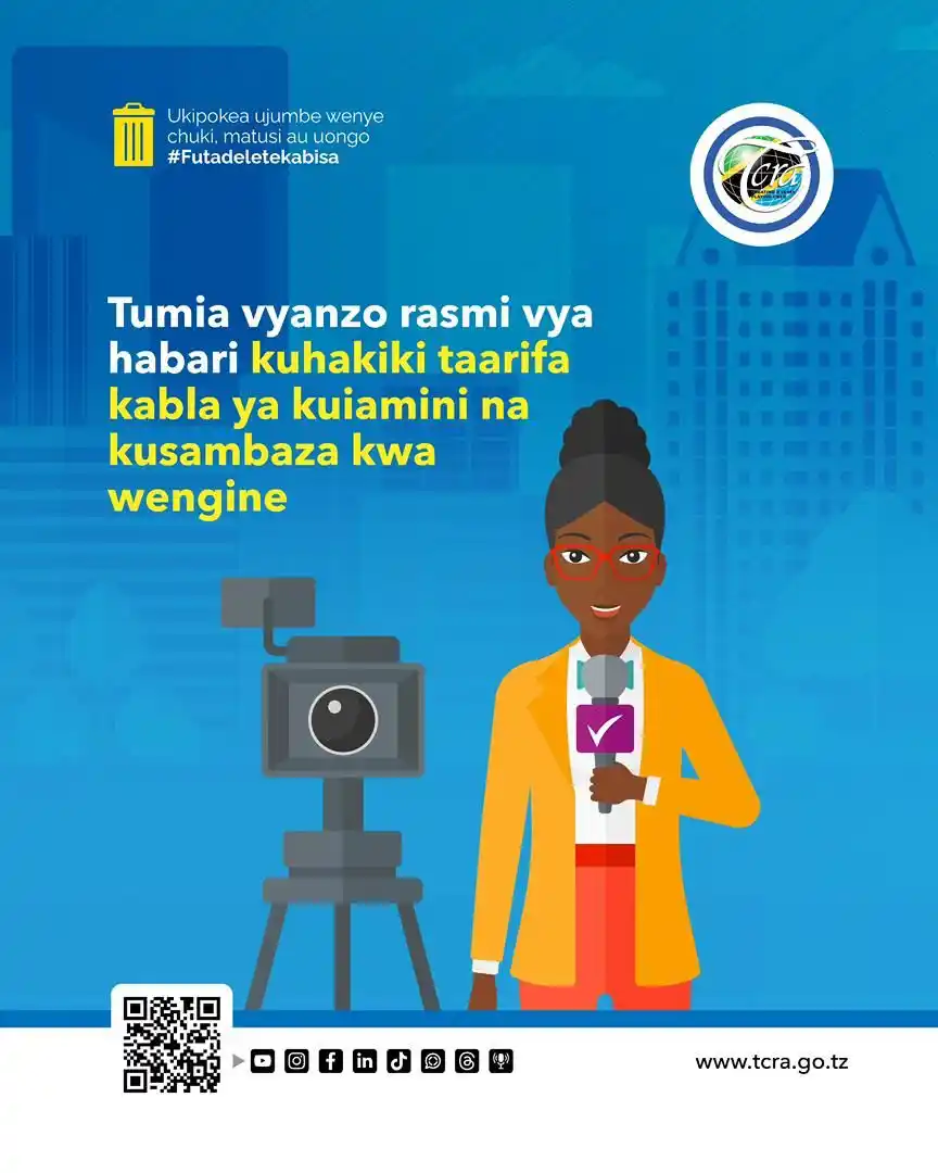 Image from TCRA TANZANIA: 📢 FUTA DELETE KABISA 📌Kuwa sehemu ya kuhamasisha matumizi sahihi na...