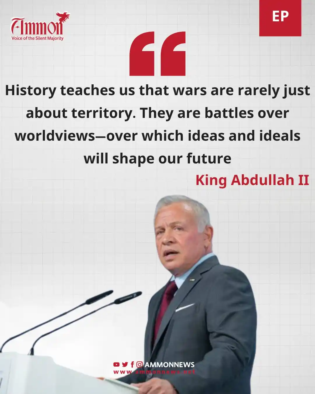 Image from Ammon News English : His Majesty King Abdullah II: History teaches us that wars are rarely ...