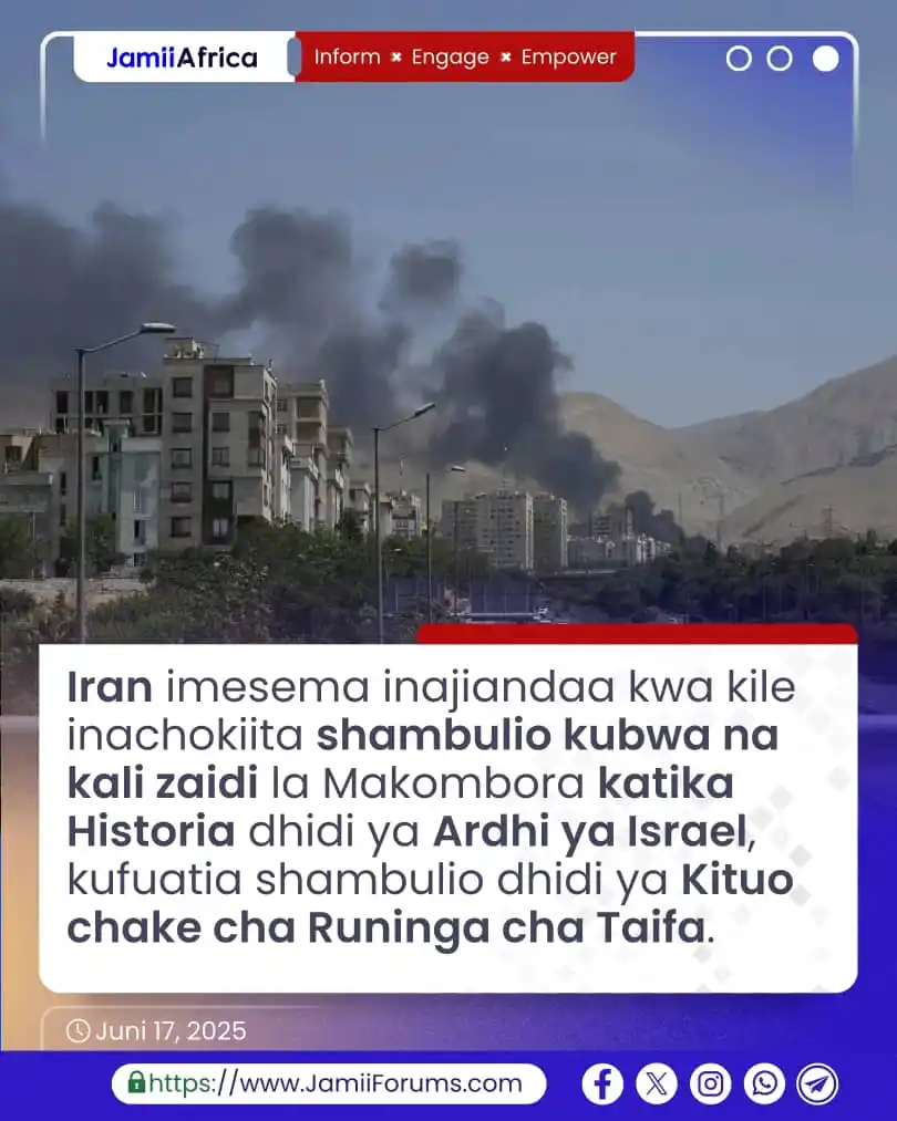 Image from JamiiForums: Israel na Iran wamekuwa wakishambuliana kwa Makombora kwa Siku ya tano...