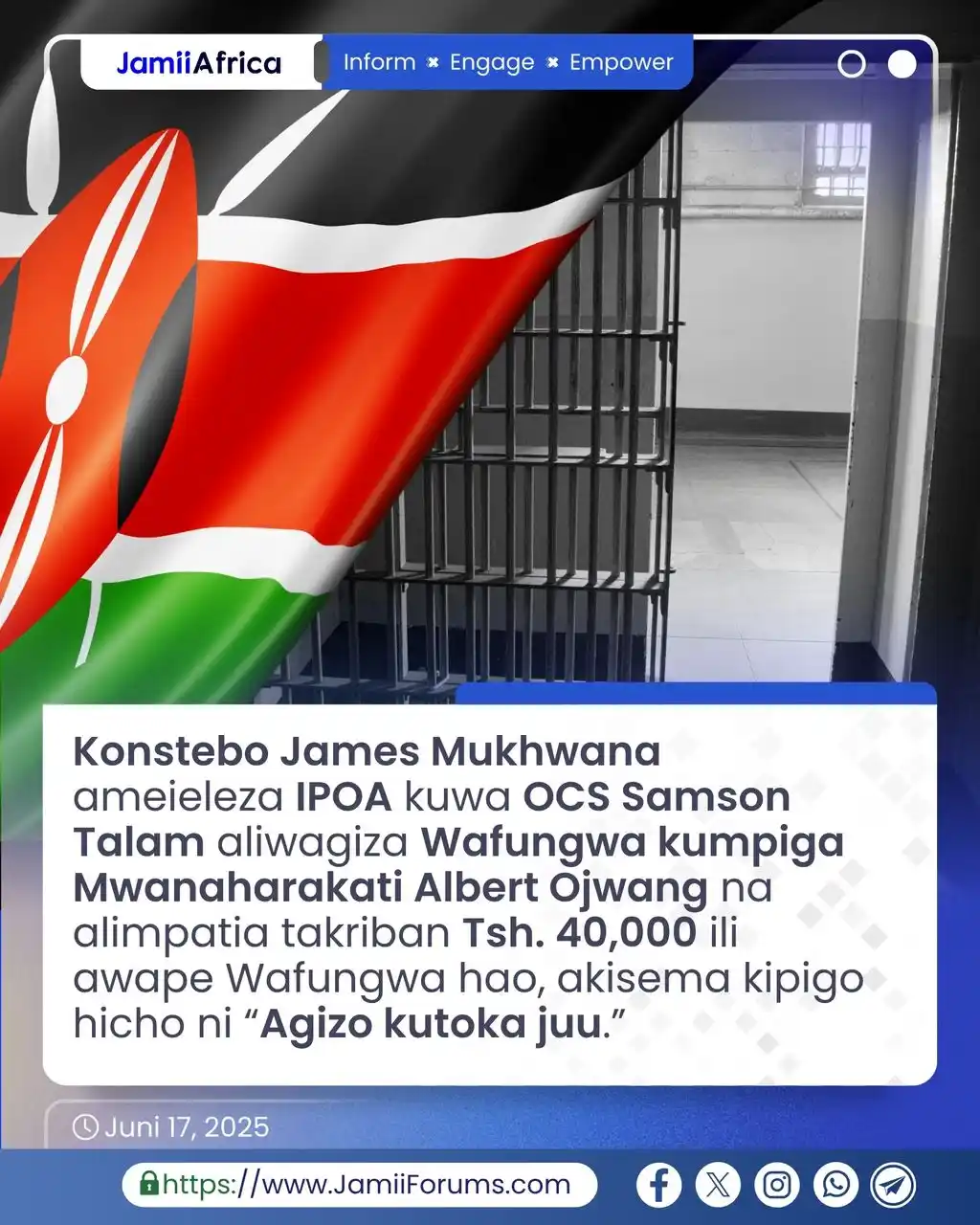 Image from JamiiForums: KENYA: Inaelezwa Askari James Mukhwana ambaye kwa sasa anashikiliwa kw...