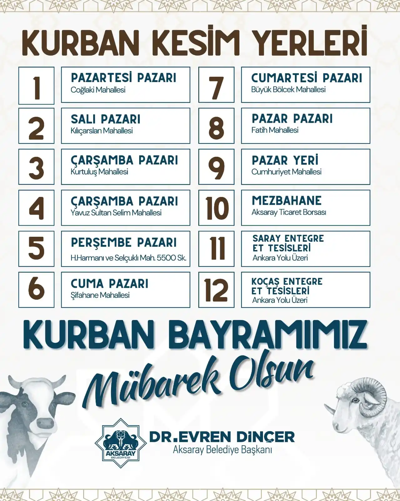 Image from Aksaray Belediyesi: Kurban, paylaşmanın adıdır; yakınlaşmanın, kardeşliğin ve bereketin se...