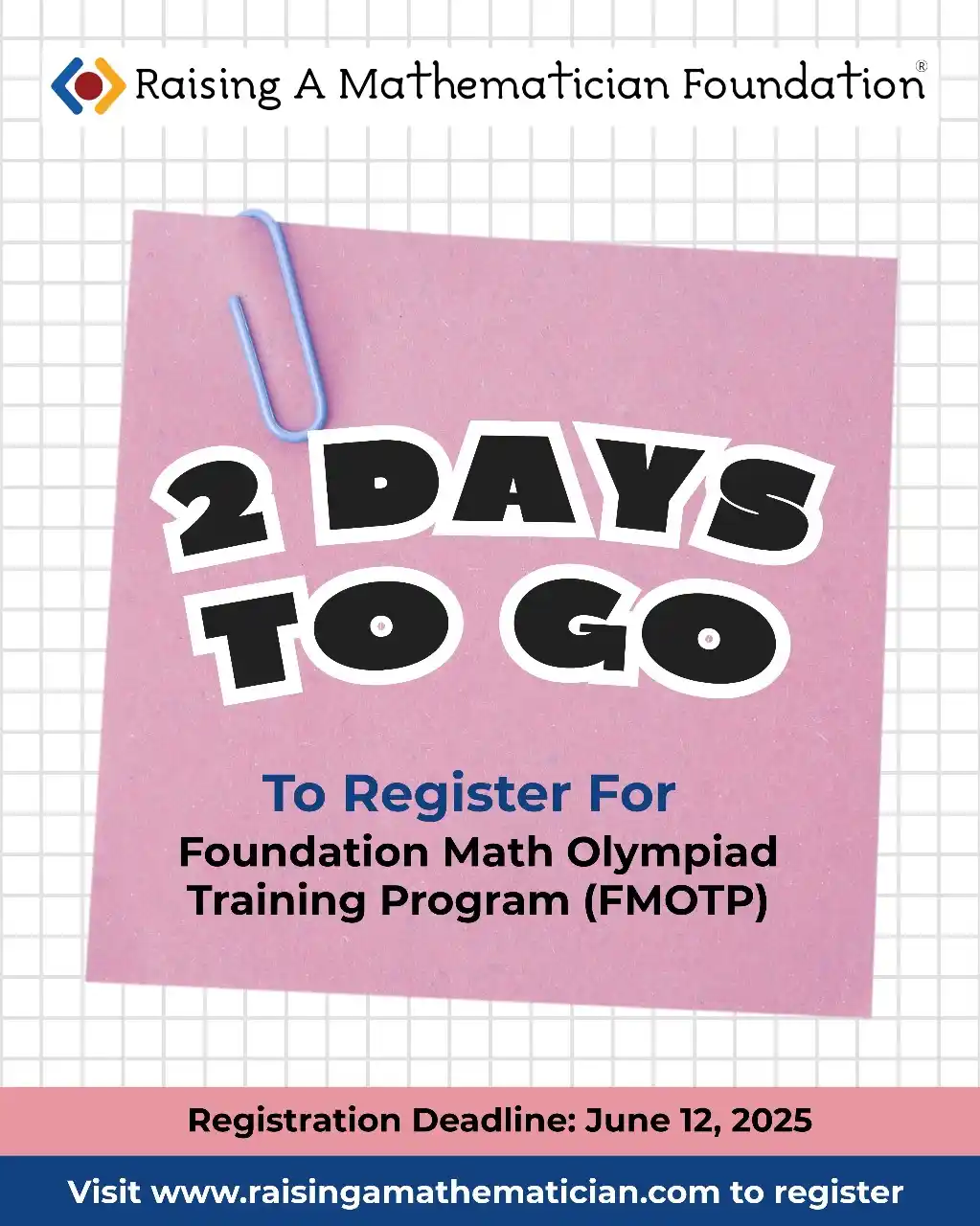 Image from Raising A Mathematician: *_Last 2 Days Left!! Register Now!!_*  Register for *Foundation Math O...