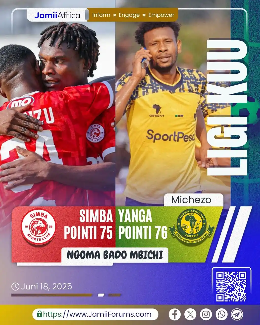 Image from JamiiForums: Mbio za Ubingwa wa Ligi Kuu Tanzania Bara Msimu wa 2024/25 zinaendelea...