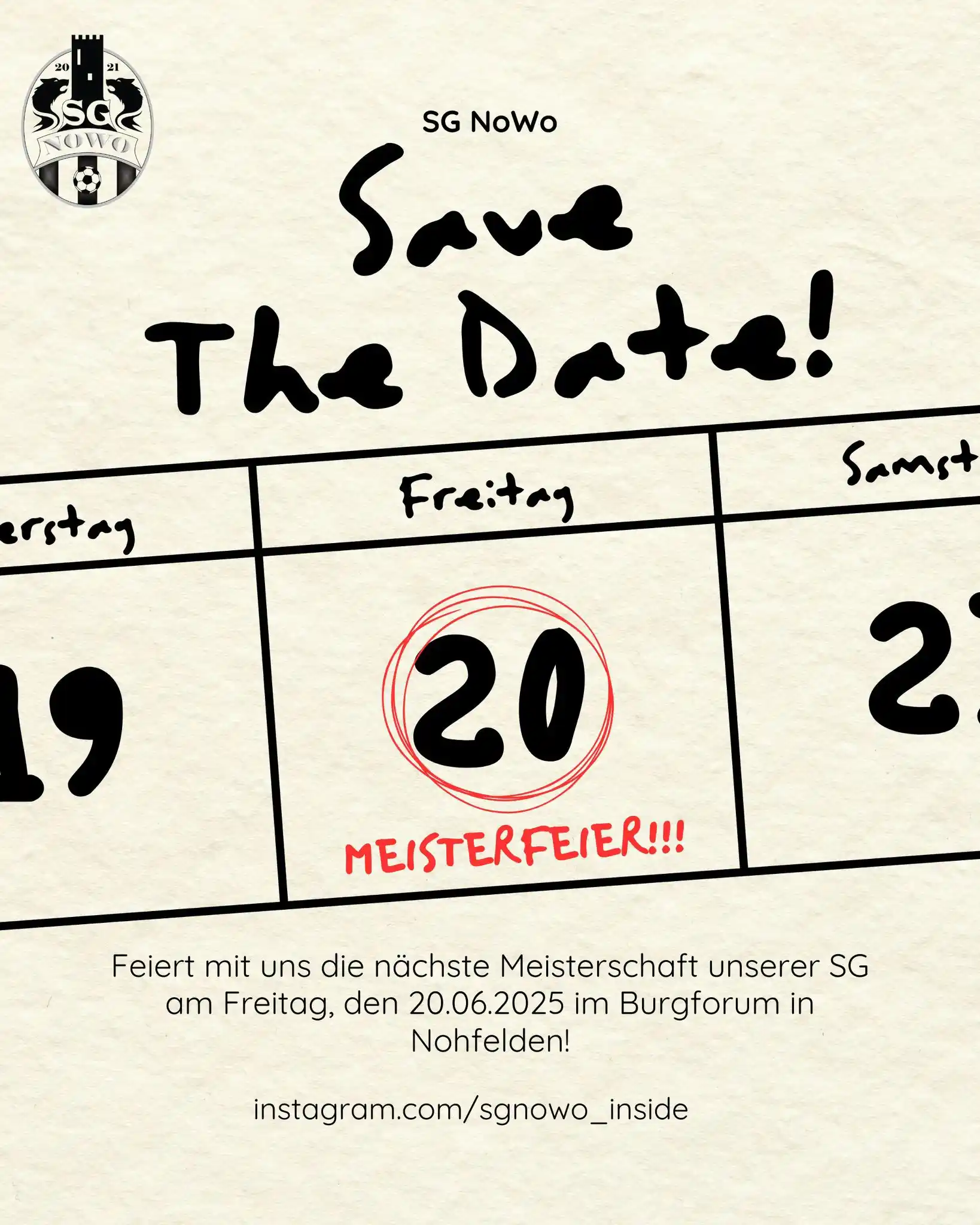 Image from SG NOWO: Morgen ist es endlich soweit und unsere Meister bekommen die gebührend...