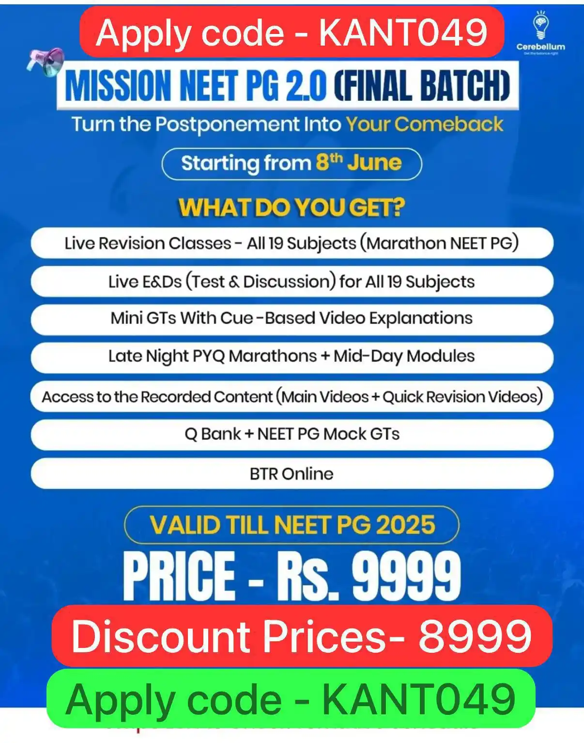 Image from 2.0 🇧 🇹  ( Flashcards) ✅™© / NEET/ INICET/ FMGE: 🎯 NEET PG final Batch is started  👉 Target NEETPG plan ::₹8999/- -> ...