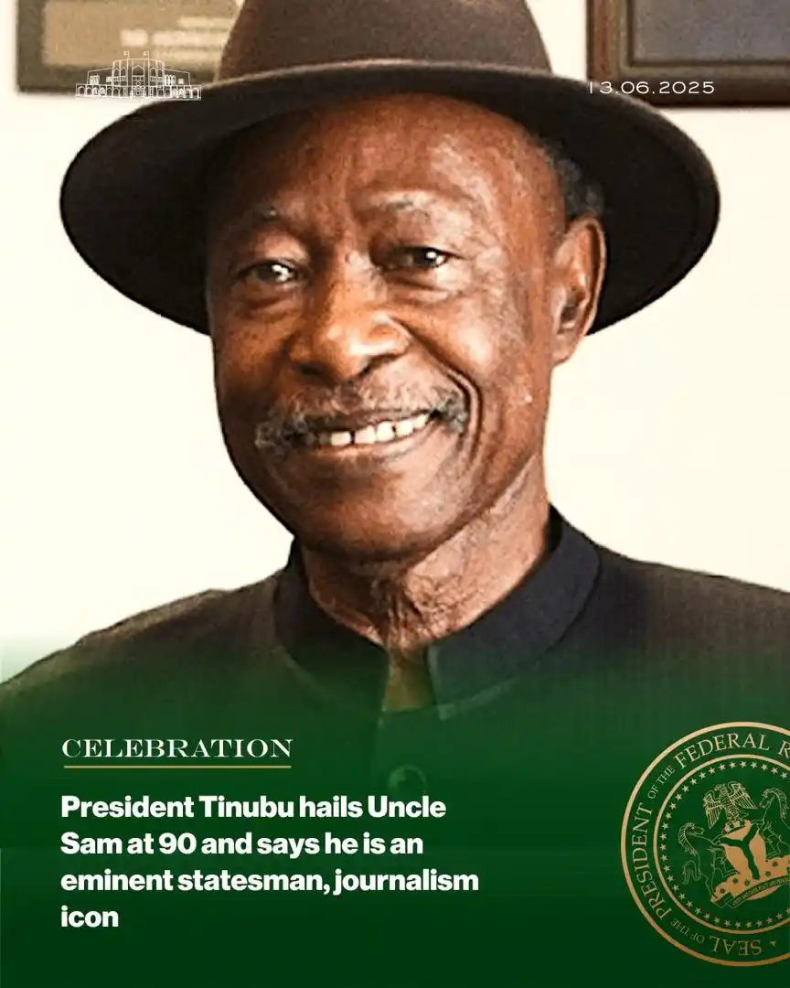 Image from Statehouse NG (The Aso Villa): President Tinubu hails Uncle Sam at 90 and says he is an eminent state...