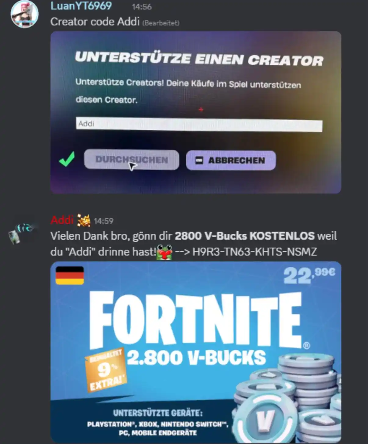 Image from Addi: *Sendet mir einfach Bilder wie ihr Creator Code: Addi drinne habt🔥‼️*...