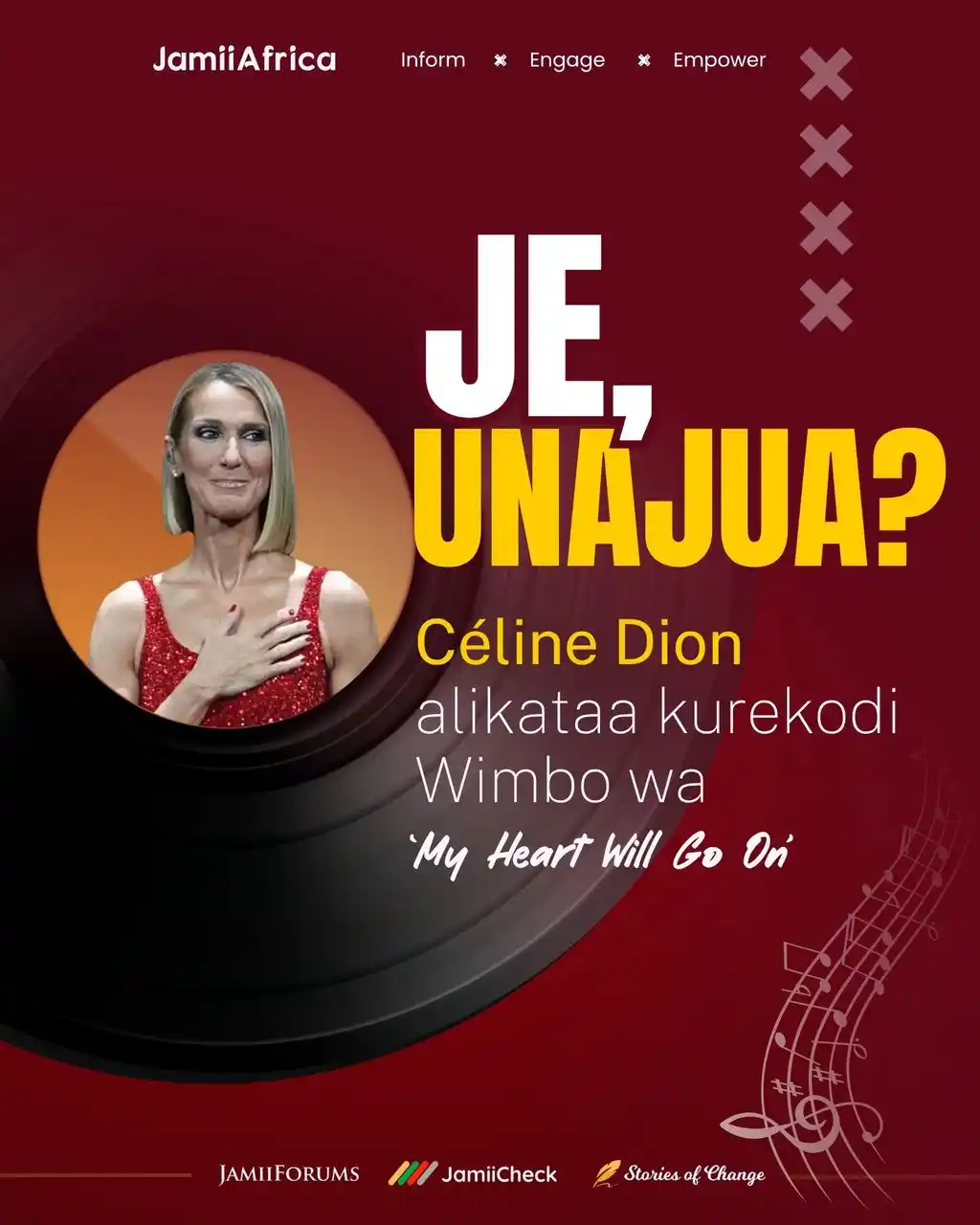 Image from JamiiForums: Wimbo wa 'My Heart Will Go On' ni kati ya kazi zilizomuongezea umaaruf...