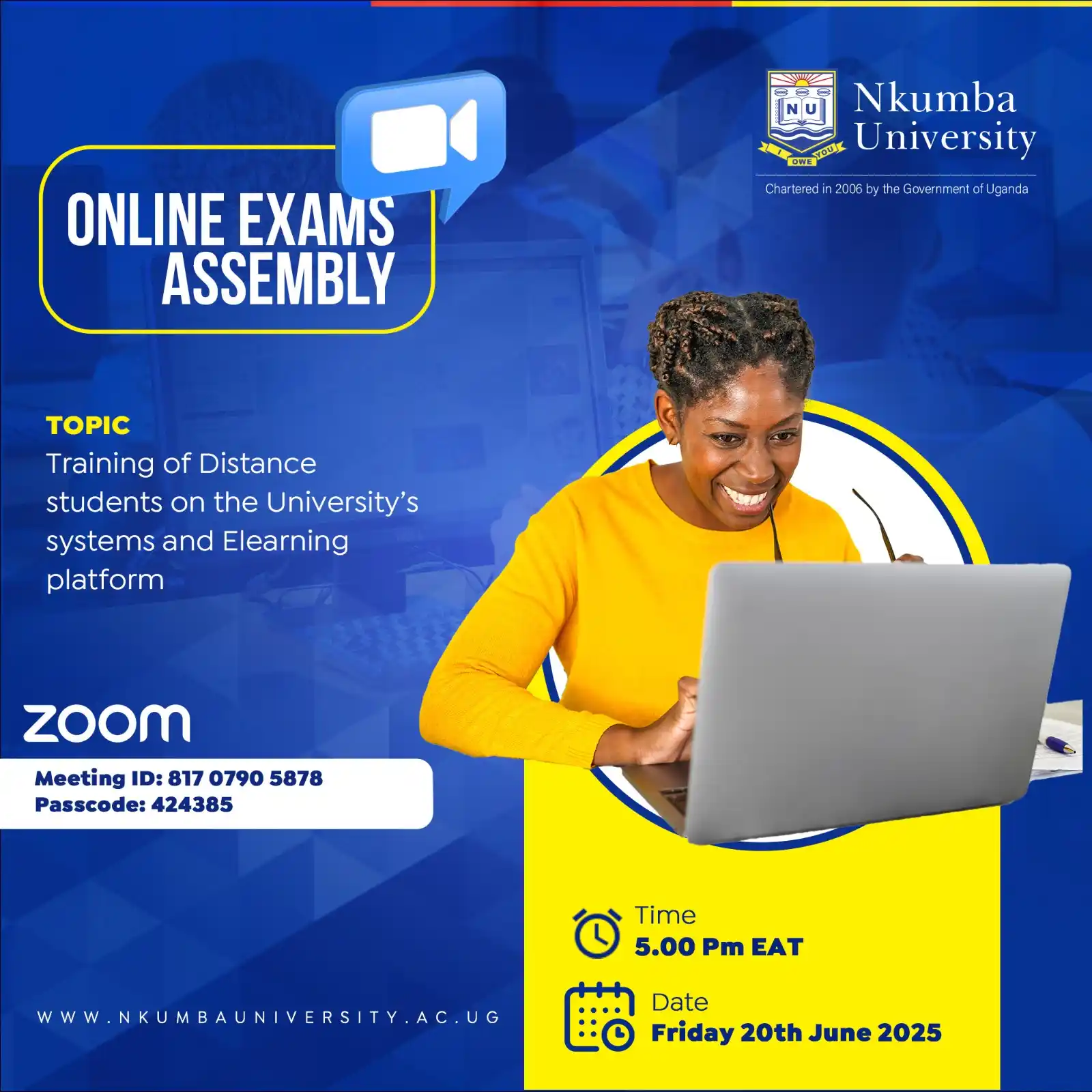 Image from Nkumba University: You are invited to a virtual session on how to access and submit your ...