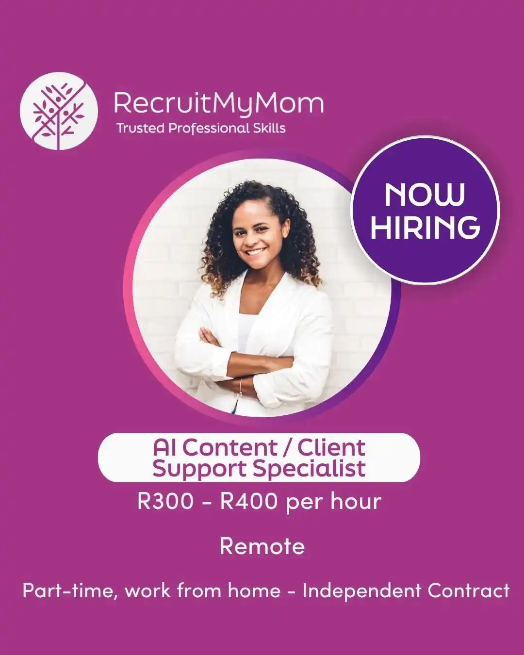Image from Advertise Jobs/Werk: Apply Now: Remote Part-time AI Content / Client Support Specialist   A...