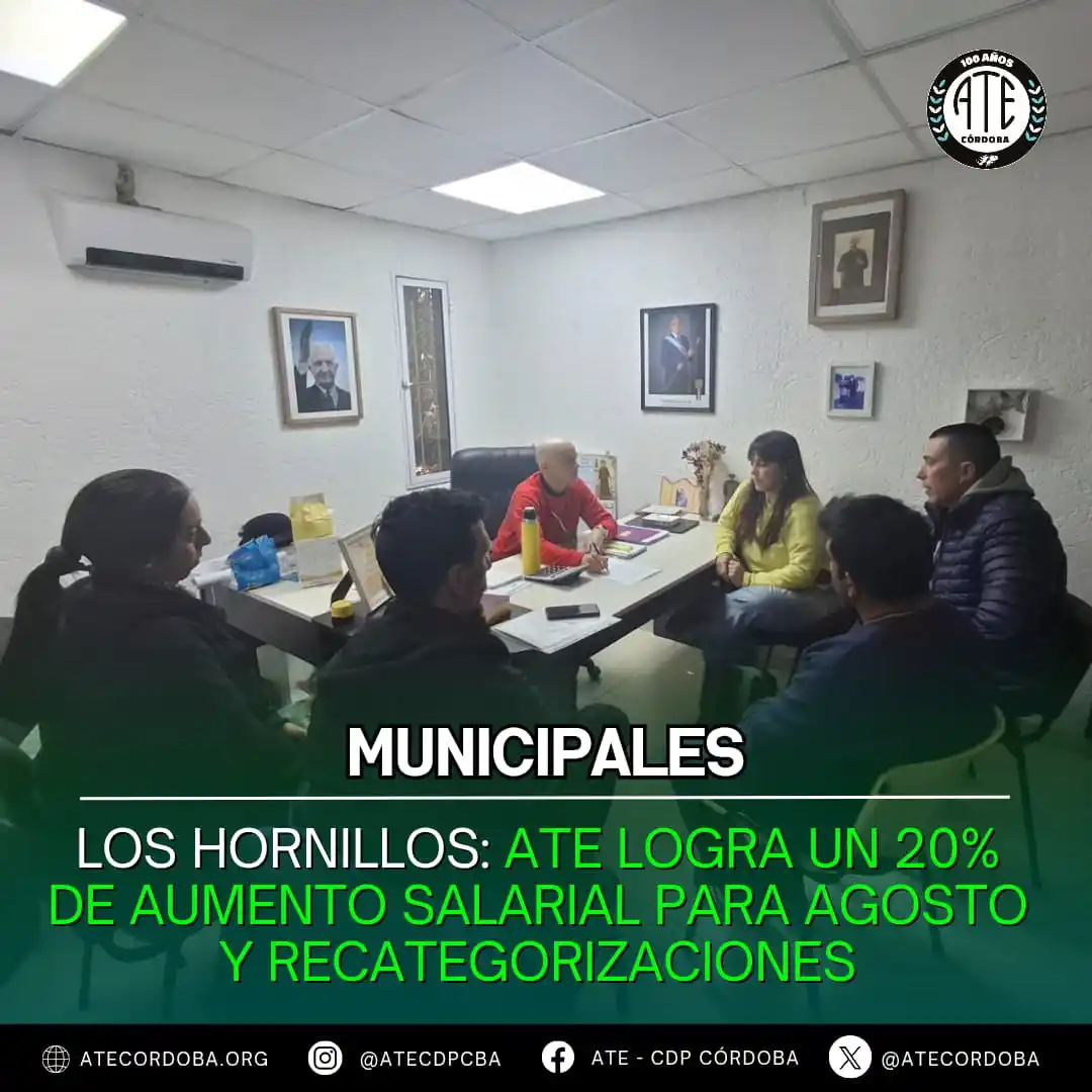Image from ATE CÓRDOBA OFICIAL: 📢 ¡ATE en acción en Los Hornillos!  Hoy logramos un 20% de aumento sa...