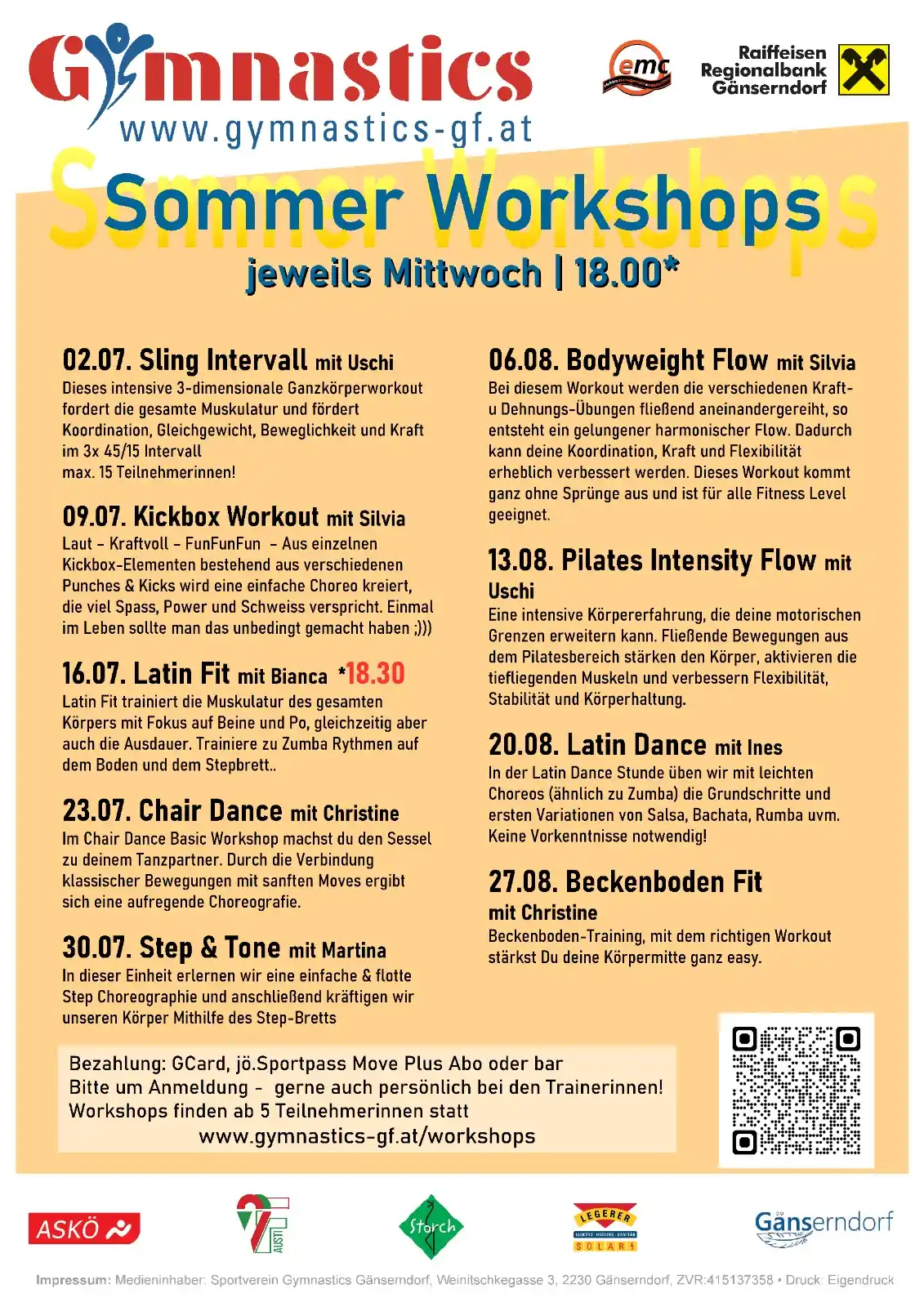 Image from Gymnastics Fitness: Auch heuer gibt es im Juli und August wieder Sommerworkshops. Jeden Mi...